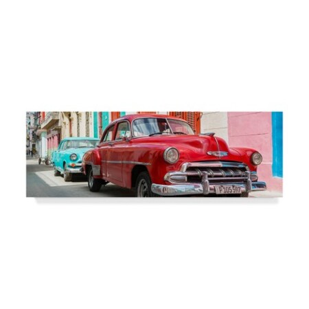 Trademark Fine Art Philippe Hugonnard 'Two Chevrolet Cars Red and Turquoise' Canvas Art, 6x19 PH00914-C619GG